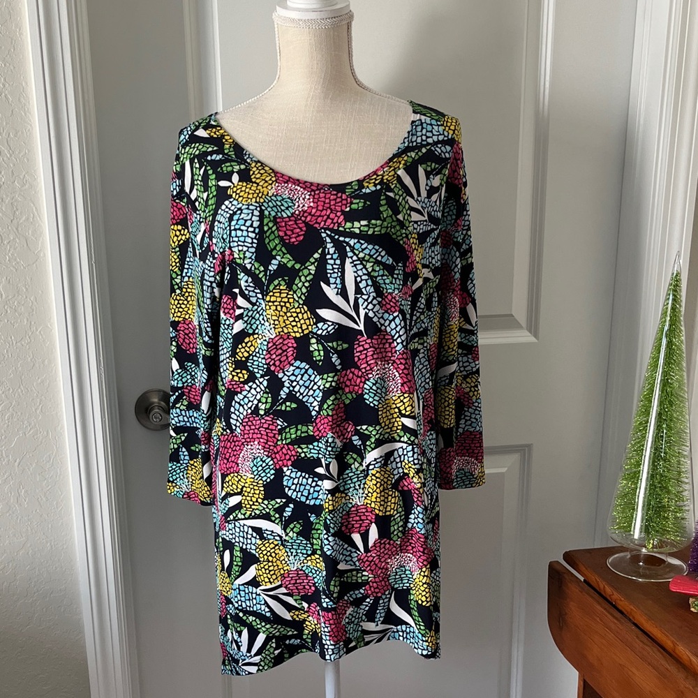 CLARA SUNWOO NWOT Floral Tunic Texture White Details Asymmetrical  MADE IN USA
